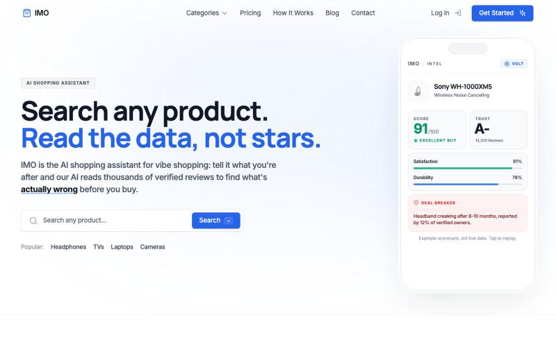 IMO — AI Shopping Assistant | Read the Data, Not Stars — screenshot