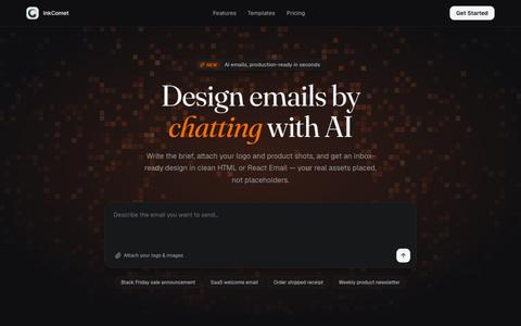 InkComet: AI email templates as HTML and React Email — screenshot