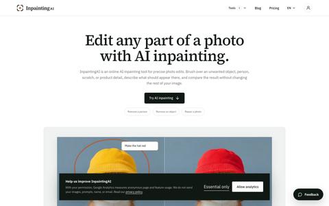 AI Inpainting Tool — Remove, Repair & Replace | InpaintingAI — screenshot