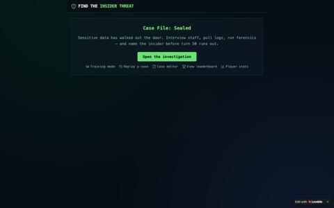 Find the Insider Threat — Cybersecurity Mystery RPG — screenshot
