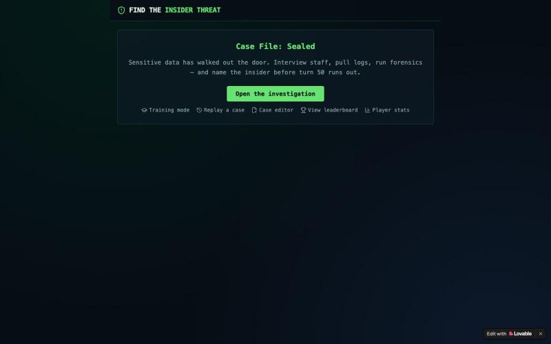 Find the Insider Threat — Cybersecurity Mystery RPG — screenshot