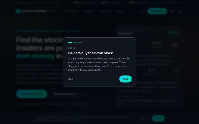 INSIDER SCANNER — Scored insider buying from SEC filings — screenshot