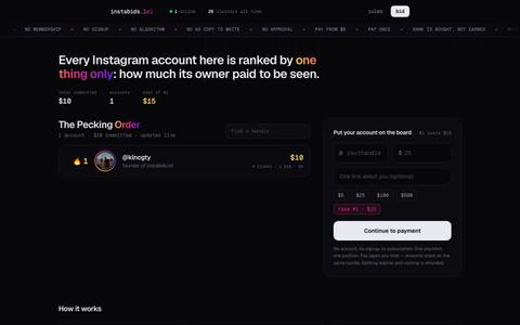 instabids.lol — The Instagram leaderboard money decides. — screenshot