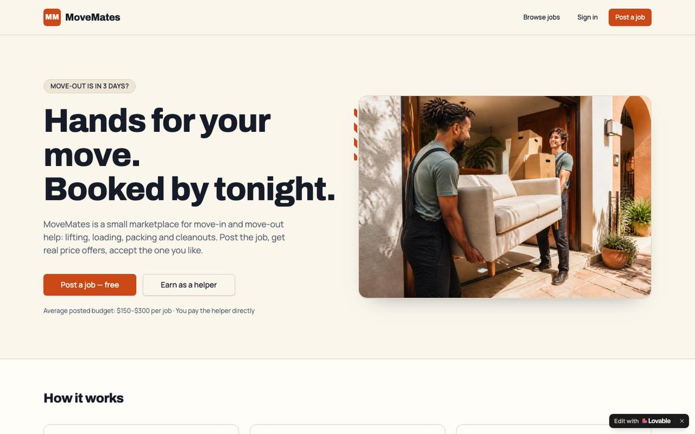 MoveMates — same-week move-in & move-out help — screenshot