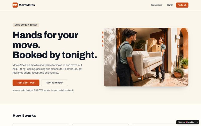 MoveMates — same-week move-in & move-out help — screenshot