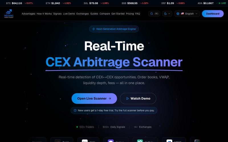 InstantArbitrage - Next-Generation Crypto Arbitrage Engine — screenshot