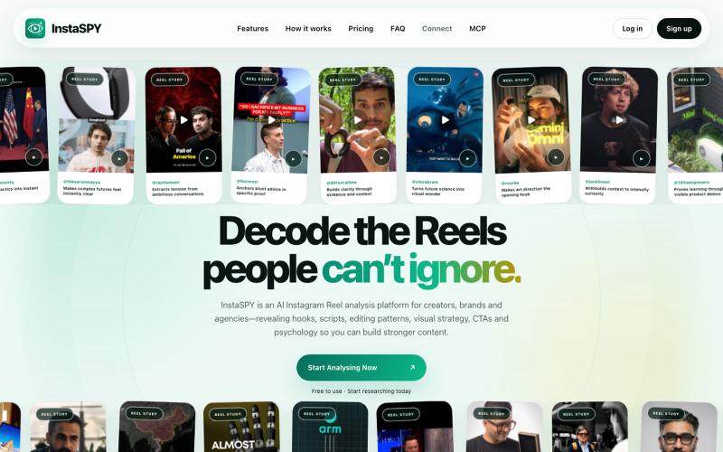InstaSPY — AI Instagram Reel Analysis & Content Research — screenshot
