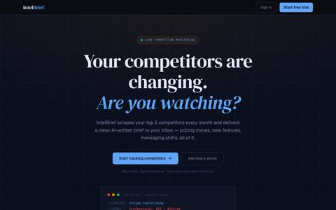 IntelBrief — Competitive Intelligence for B2B SaaS — screenshot