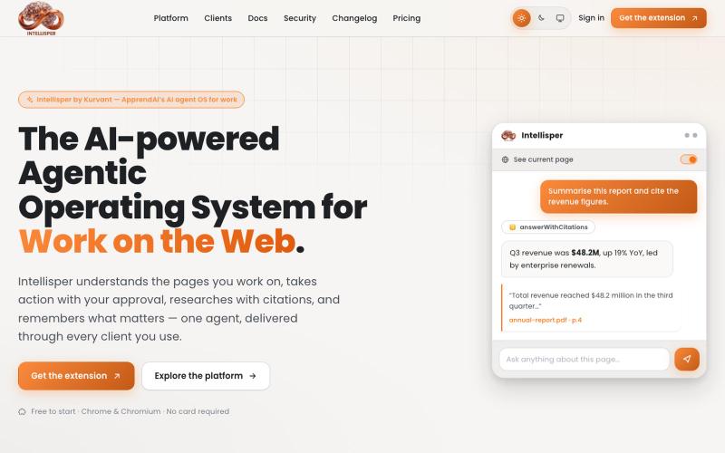 Intellisper — The AI-powered Agentic Operating System for Work on the Web. — screenshot