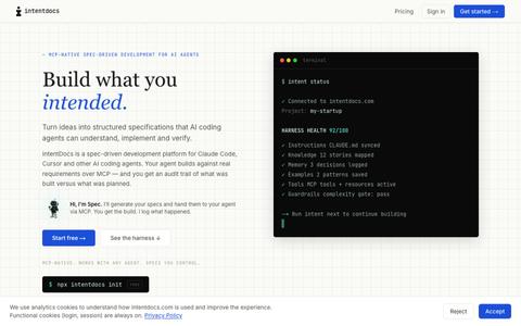 IntentDocs — Spec-Driven Development for AI Coding Agents — screenshot