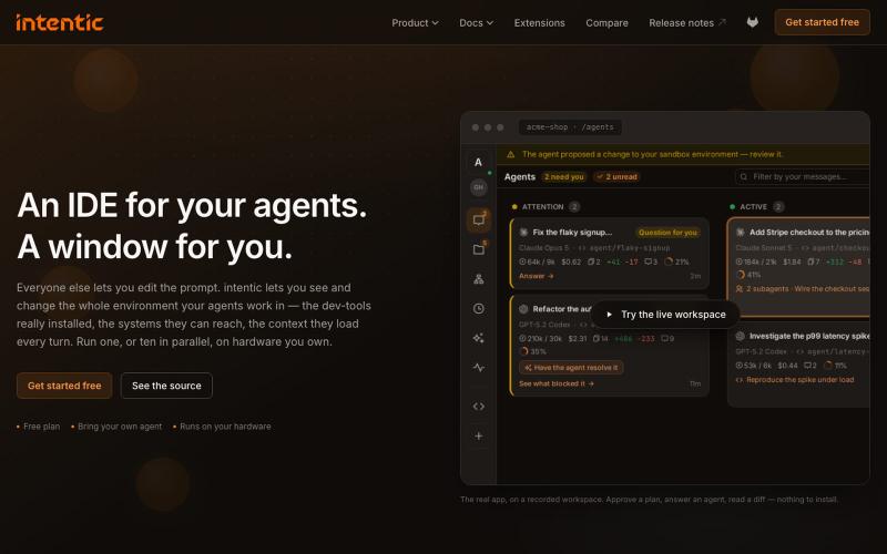 intentic — An IDE for your agents. A window for you. — screenshot