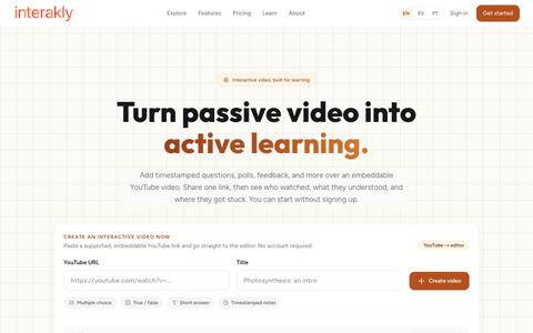 Interakly — Turn Passive Video Into Active Learning — screenshot