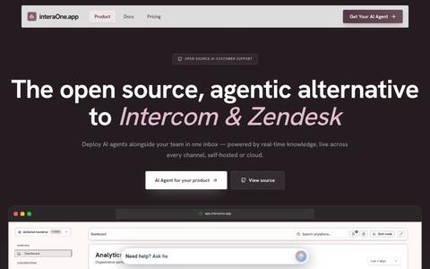 InteraOne — Open Source Alternative to Intercom & Zendesk — screenshot