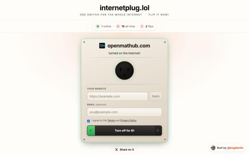 internetplug.lol — the internet switch — screenshot