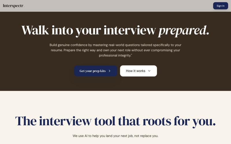 Interspectr — Walk into your interview prepared — screenshot