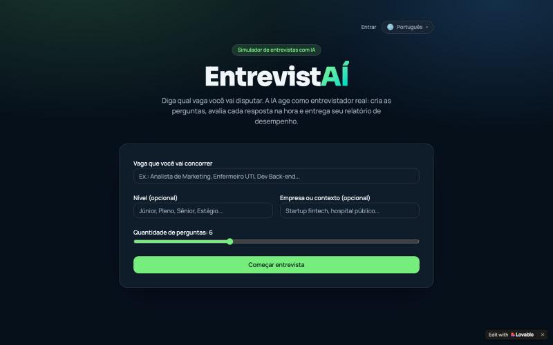 EntrevistAÍ — Simulador de entrevistas com IA — screenshot