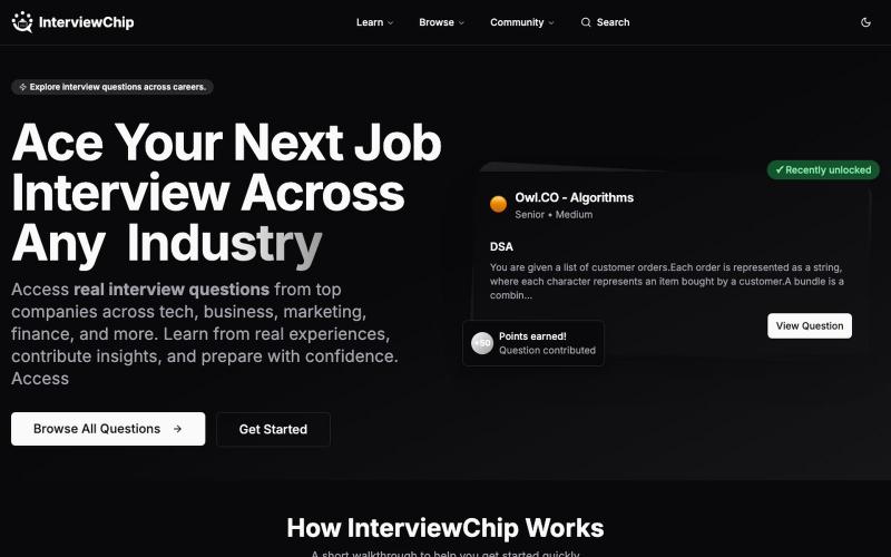 InterviewChip - Real Interview Questions from Top Companies — screenshot