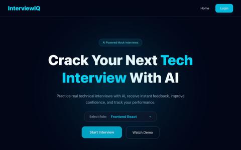 InterviewIQ | AI-Powered Mock Interviews & Tech Interview Prep — screenshot