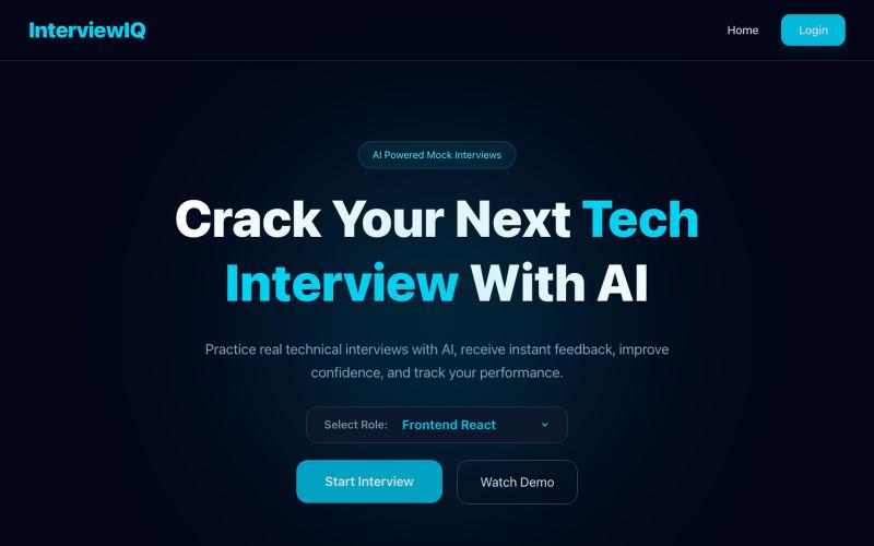 InterviewIQ | AI-Powered Mock Interviews & Tech Interview Prep — screenshot