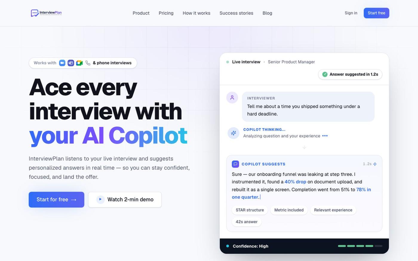 InterviewPlan AI - Real-Time Interview Copilot & Job Support — screenshot