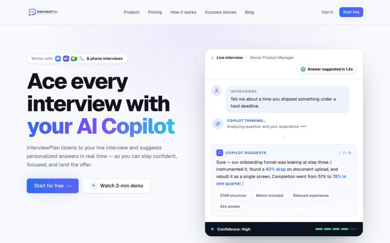 InterviewPlan AI - Real-Time Interview Copilot & Job Support — screenshot