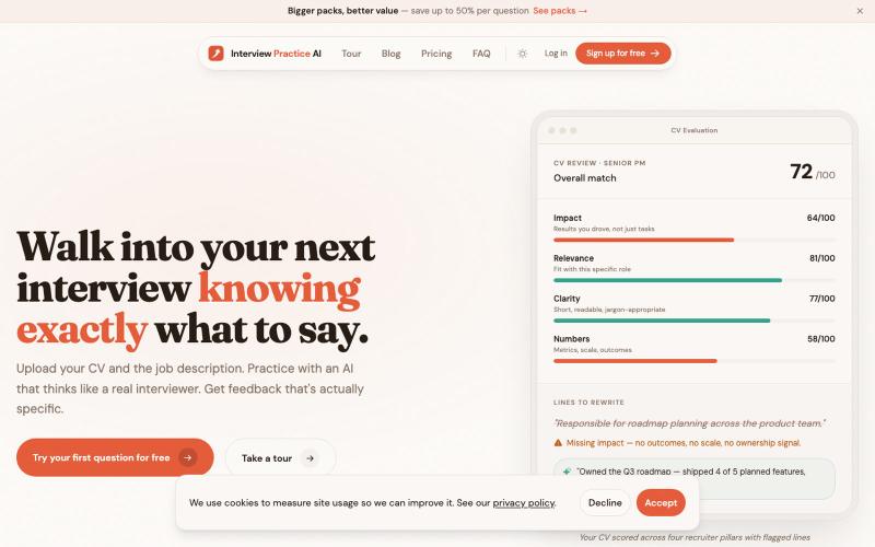 AI Interview Practice — Mock Interviews with Instant Feedback | InterviewPractic — screenshot