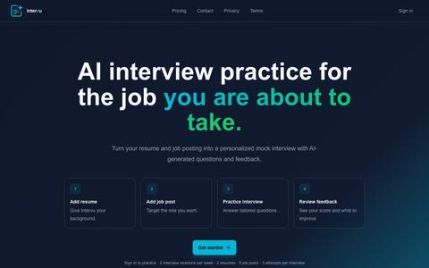 Intervu | AI Interview Practice & Mock Interviews — screenshot