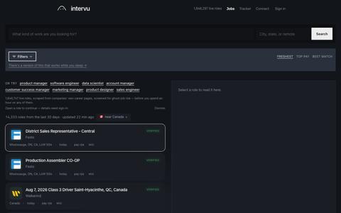 Intervu — live jobs, checked for ghost postings — screenshot