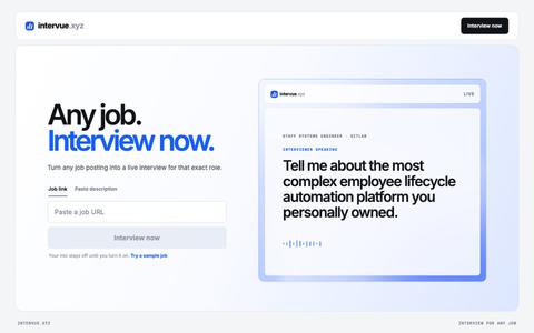 Interview for Any Job | intervue.xyz — screenshot