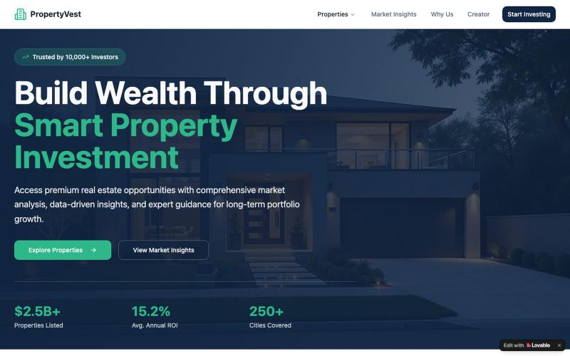 PropertyVest - Smart Real Estate Investment Platform for Long-Term Growth — screenshot