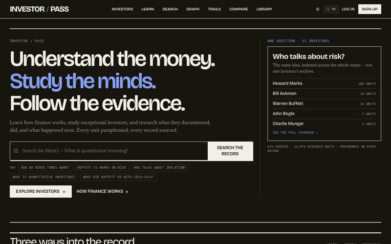 Investor/Pass — The public record, properly indexed — screenshot