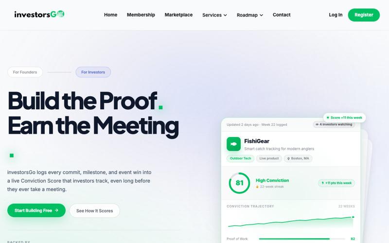 investorsGo: Where Founders Get Discovered & Funded — screenshot