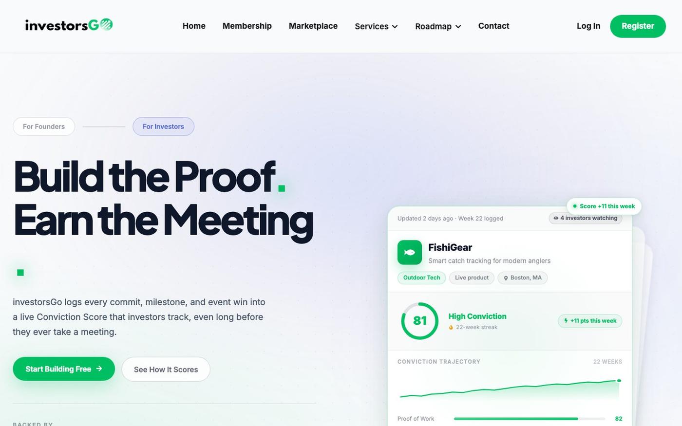 investorsGo: Where Founders Get Discovered & Funded — screenshot
