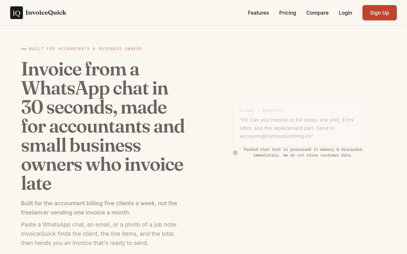 Invoice Generator for Accountants & Small Business Owners | InvoiceQuick — screenshot
