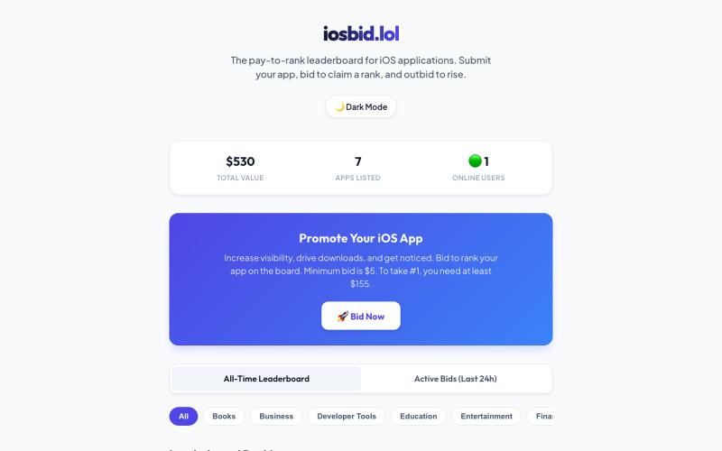 iosbid.lol | The iOS App Leaderboard & Discovery — screenshot