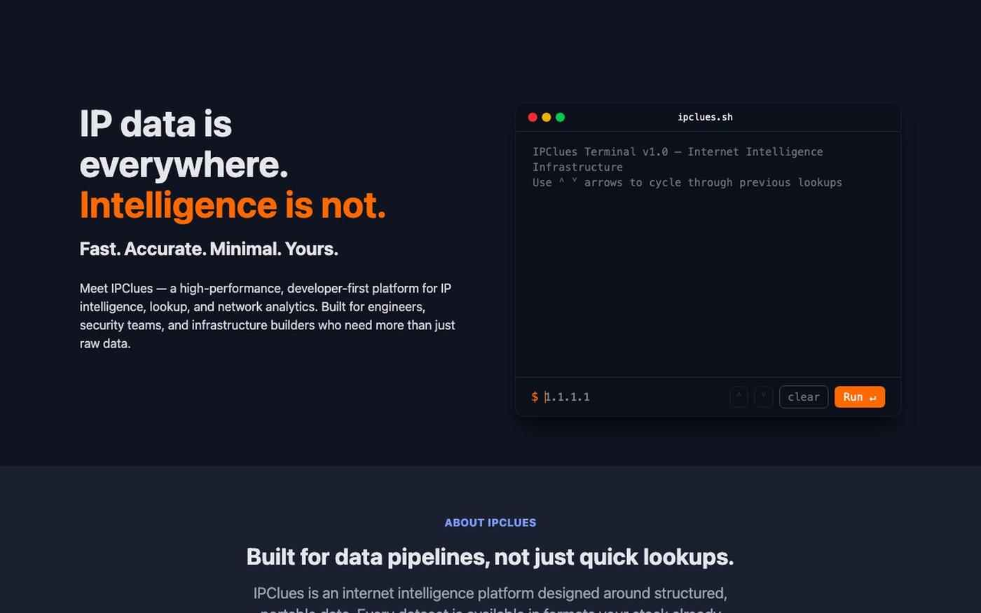 IPClues | Internet Intelligence Infrastructure — screenshot