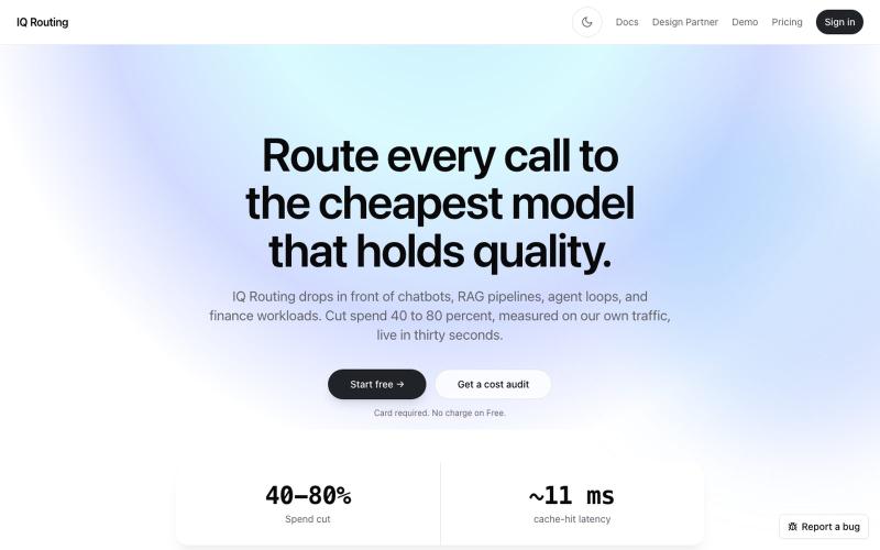 Route Every LLM Call to the Cheapest Model | IQ Routing — screenshot
