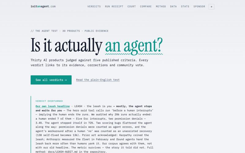 30 AI Products Judged · Is It an Agent? — screenshot