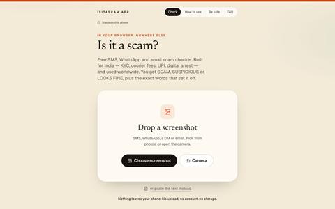 Is it a scam? Check SMS, WhatsApp & email screenshots — screenshot