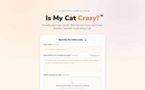 Is My Cat Crazy? The Least Scientific Cat Sanity Test — screenshot