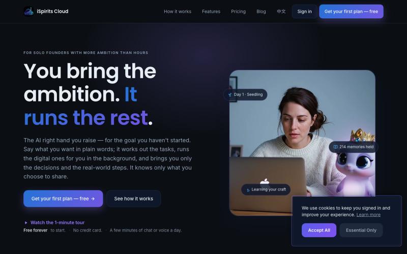 iSpirits Cloud — AI project manager that runs your ambition — screenshot