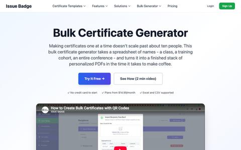 Bulk Certificate Generator | Excel to Certificates in Minutes — screenshot