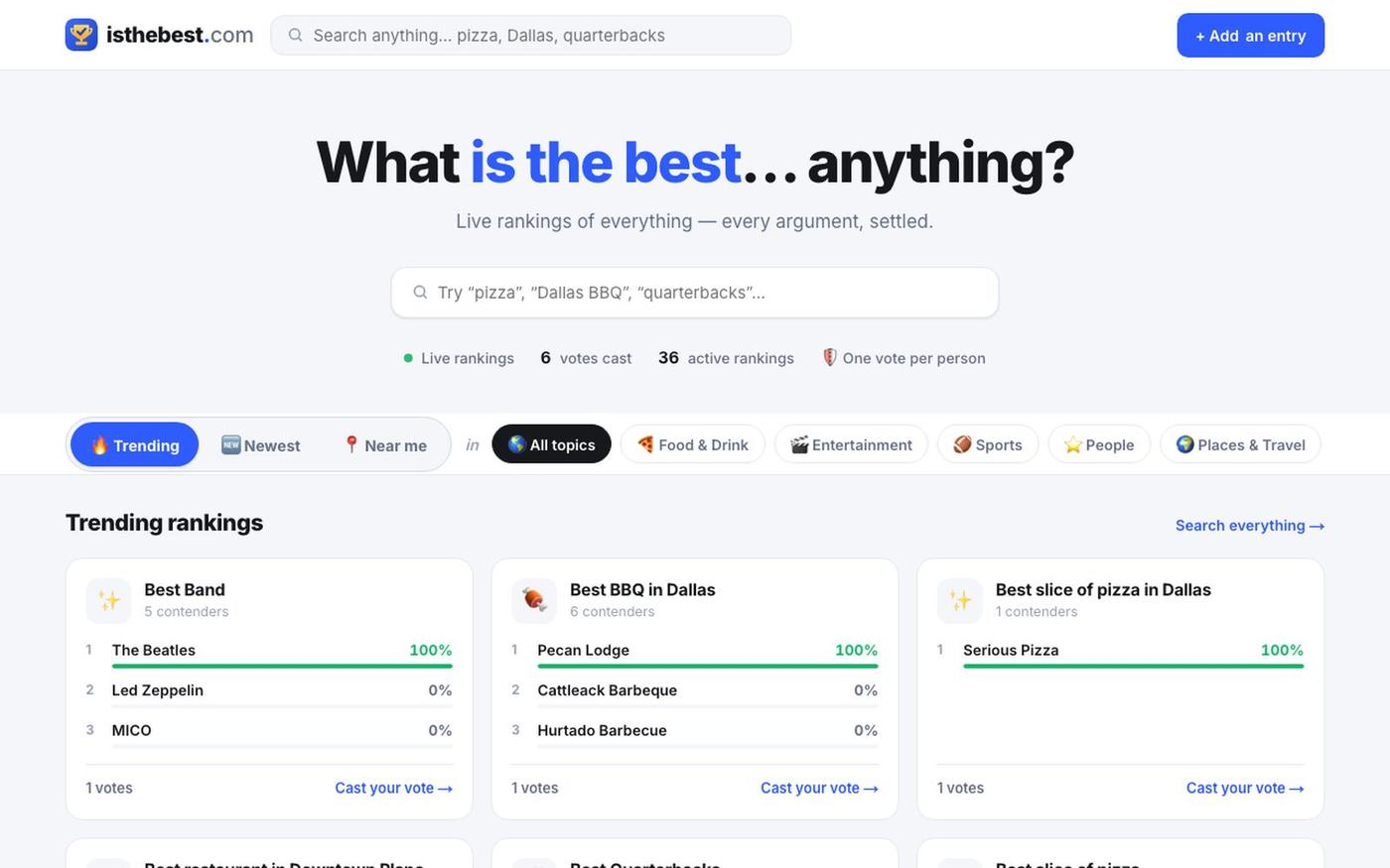 What is the best… anything? · isthebest.com — screenshot