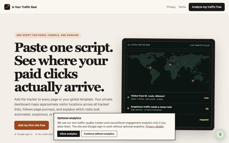 Map Traffic Quality: Verify Real Visitors Free — screenshot
