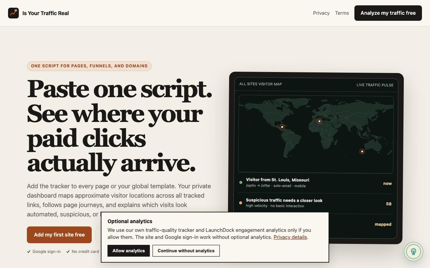 Map Traffic Quality: Verify Real Visitors Free — screenshot