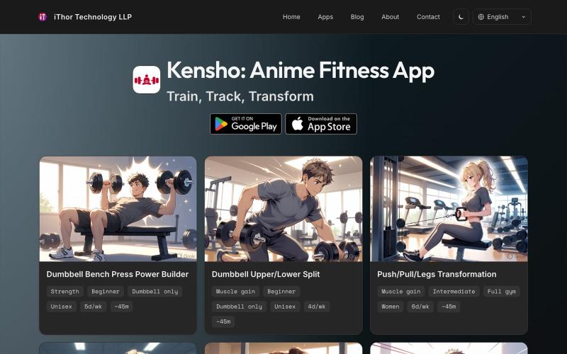 Kensho: Anime Fitness App | iThor Technology LLP — screenshot
