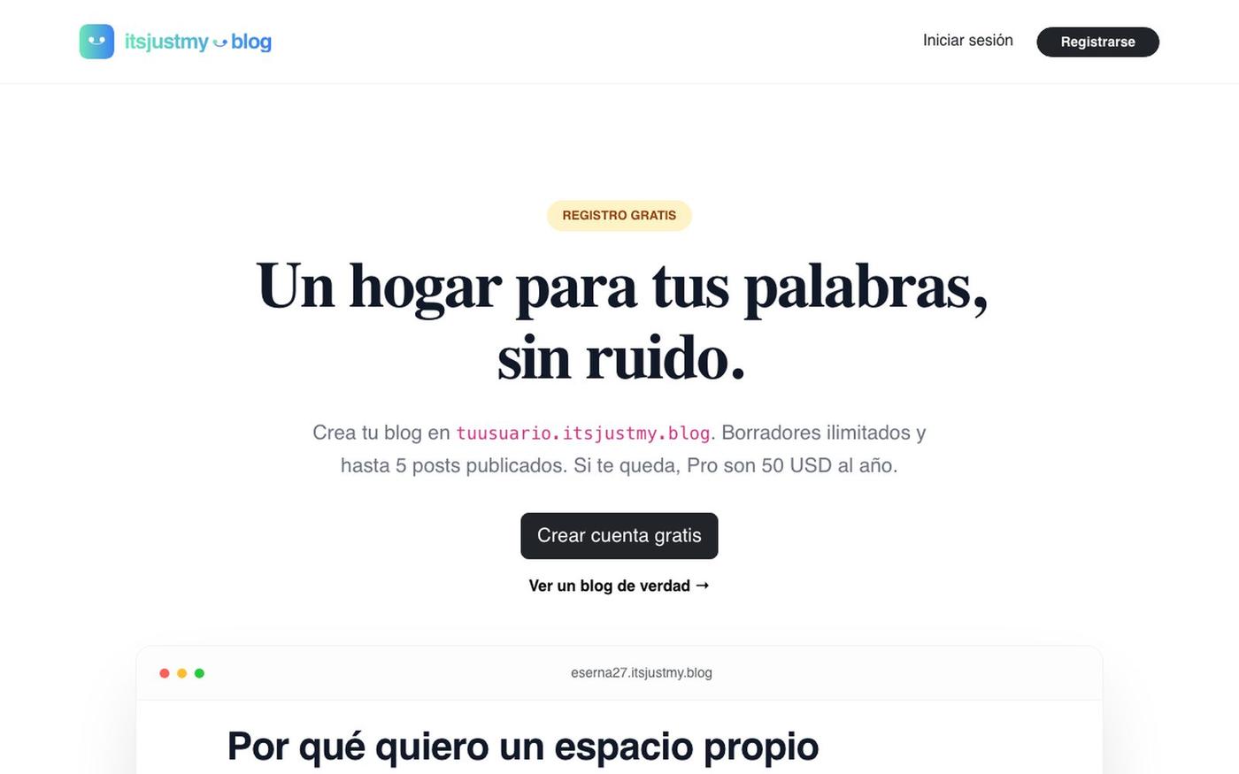 Un hogar para tus palabras | itsjustmy.blog — screenshot