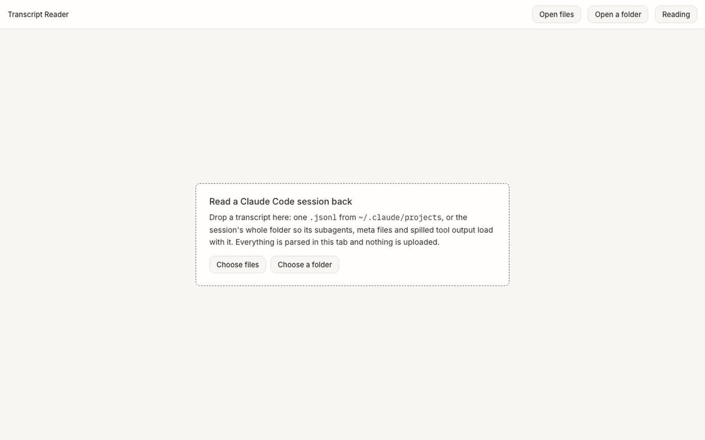 Transcript Reader — screenshot