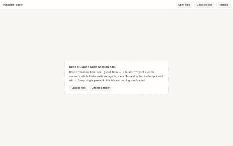 Transcript Reader — screenshot