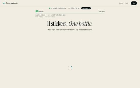 Brand My Bottle — 11 stickers, 1 bottle, live auction — screenshot